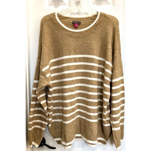 VINCE CAMUTO 🎉HP X2🎉 NWT - L Sz L Round-Neck Striped Sweater/Latte - Picture 13 of 16